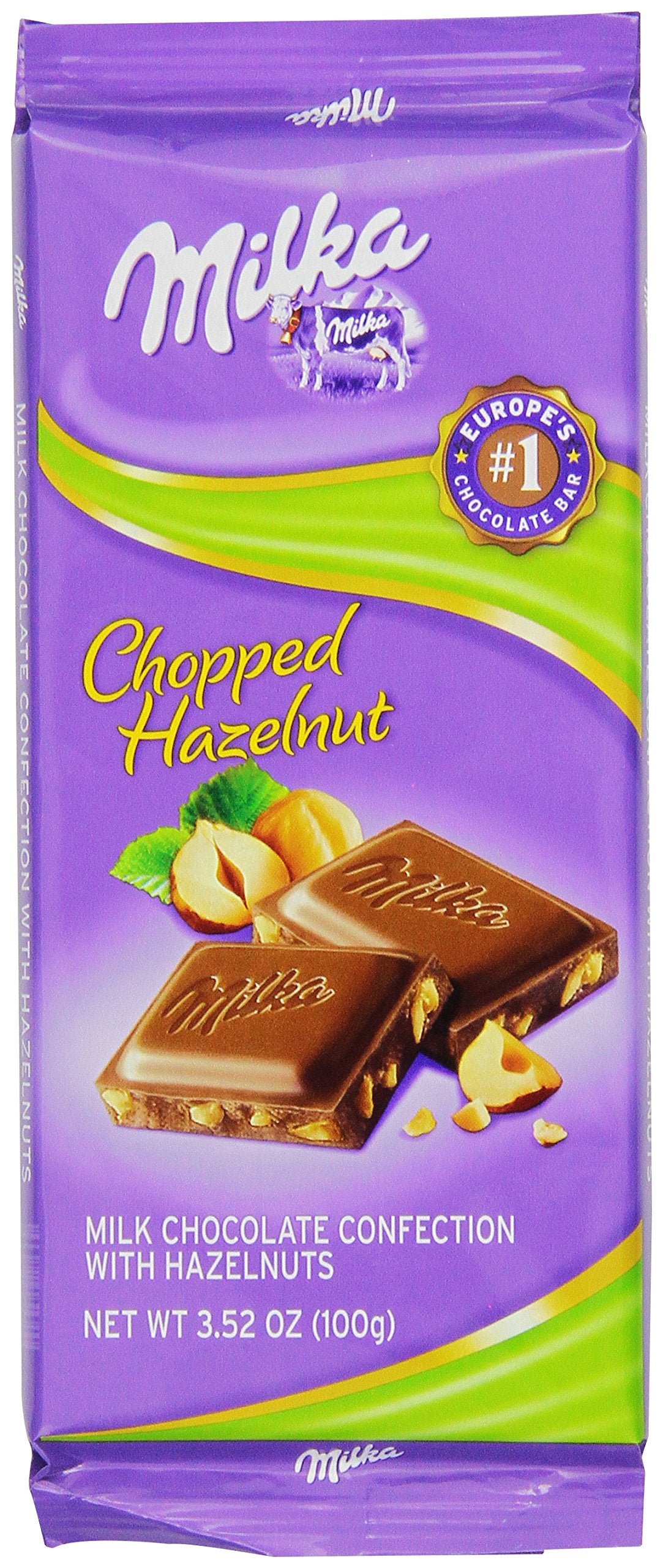 Milka Milk Chocolate with Chopped Hazelnuts, 3.52-Ounce Bars (Pack of 10)