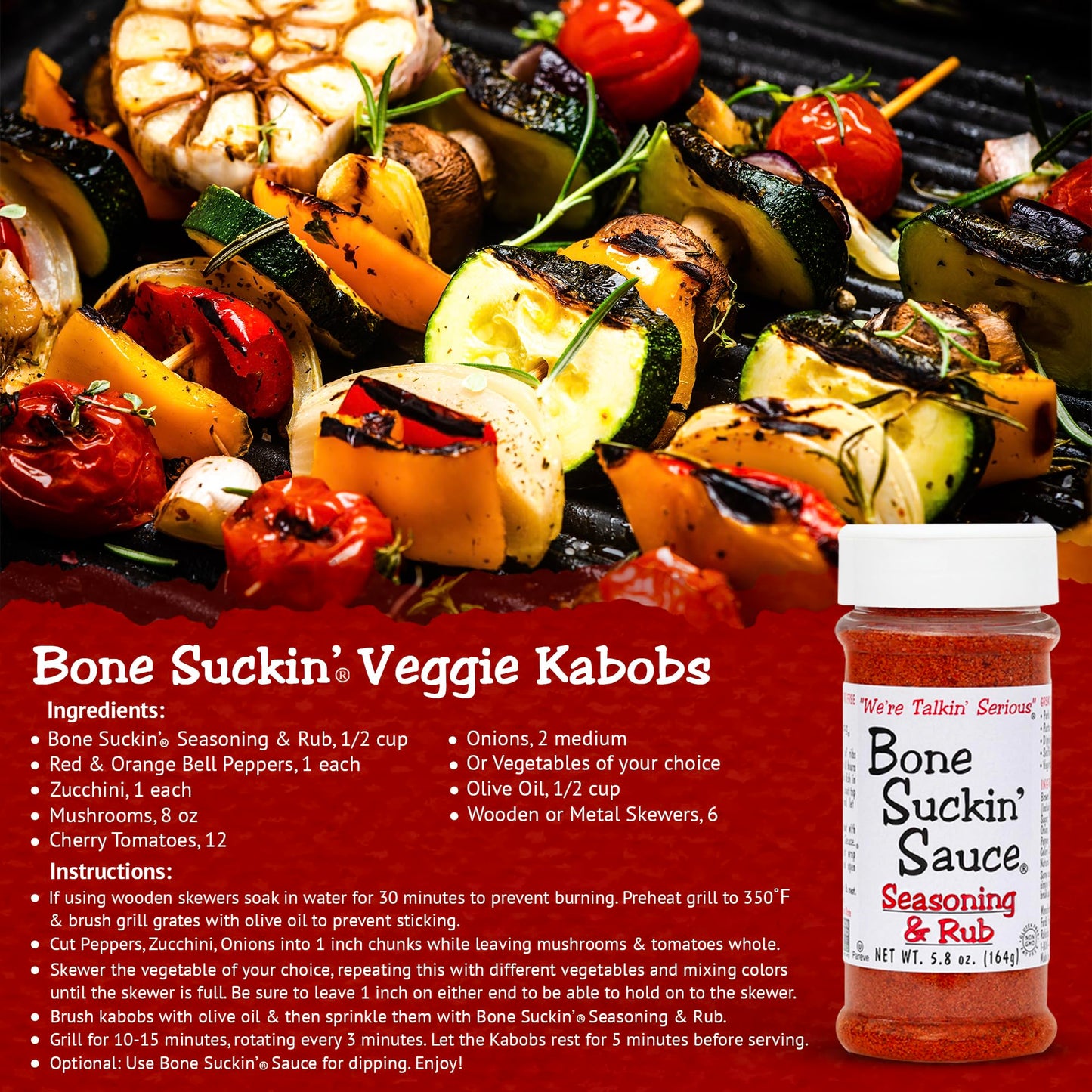Bone Suckin' Seasoning & Rub, Original Blend, 5.8 Oz, Grilling Rubs, Dry Pork Rub, Gluten-Free, Non-GMO, Kosher, Great on Ribs, Pork, Beef, Chicken