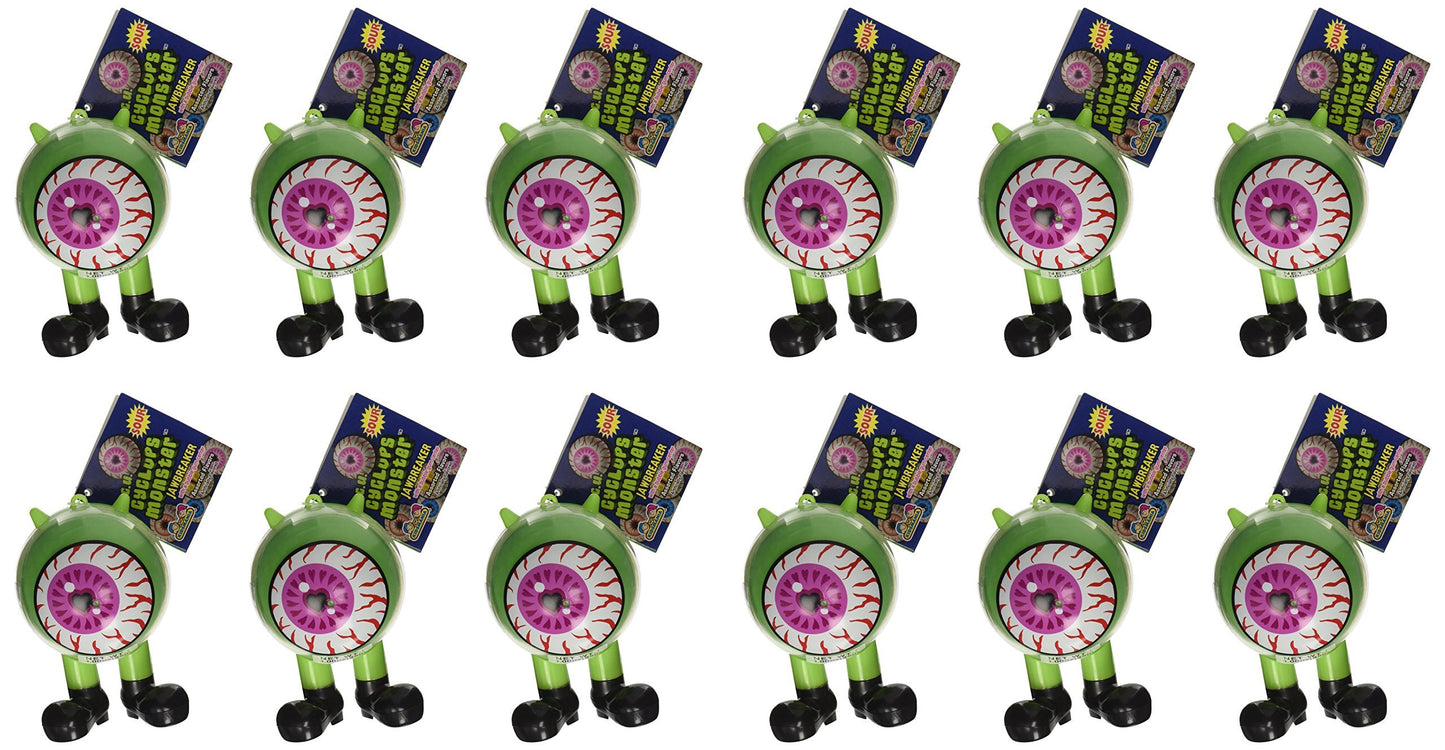 Kidsmania 12 Count Cyclops ICU Eye Ball Jaw Breaker with Rainbow Bubble Gum Center