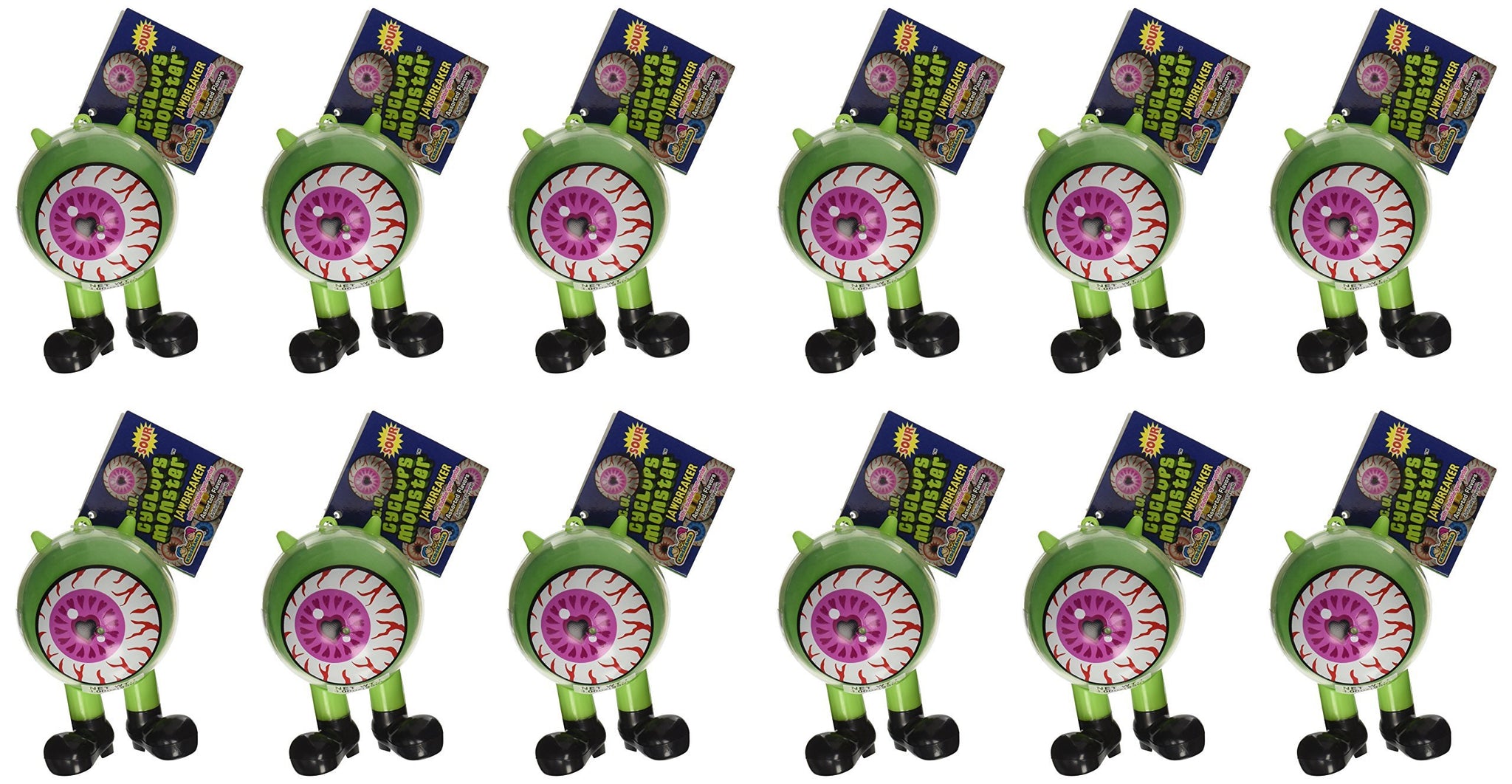 Kidsmania 12 Count Cyclops ICU Eye Ball Jaw Breaker with Rainbow Bubble Gum Center