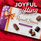RUSSELL STOVER Christmas Assorted Caramels in Milk & Dark Chocolate Candy Gift Box, 9 oz.