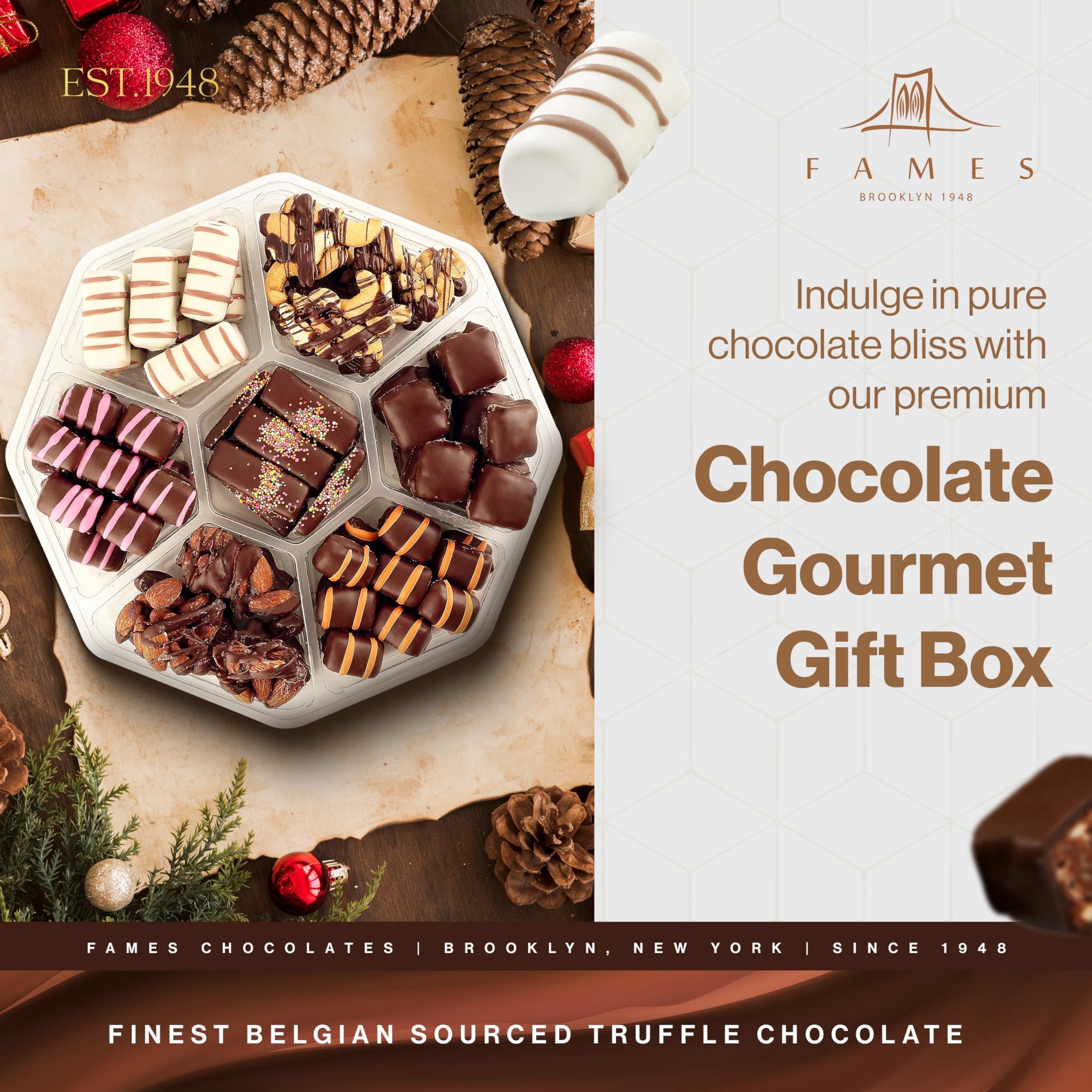 Premium Holiday Chocolate Gift Box -7 Types of Handmade Gourmet Chocolates - Luxury Set of Dairy Free Kosher Artisanal Chocolates - Sweet Treat Gift