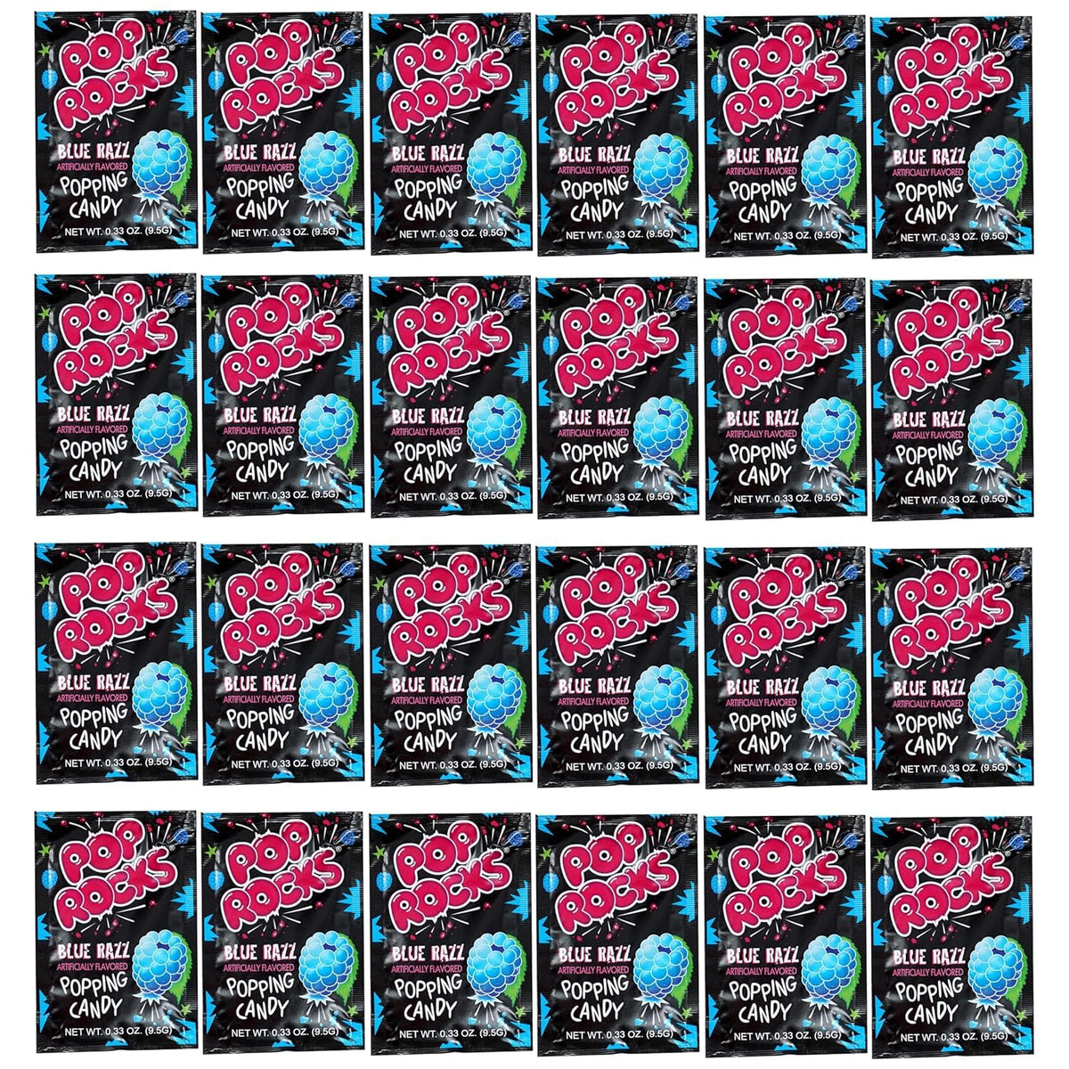 Pop Rocks Blue Razz Popping Candy Bulk Individually Wrapped 0.33 oz Fizzy Crackling Candy Blue Raspberry Flavor Novelty Candy for Birthday Party
