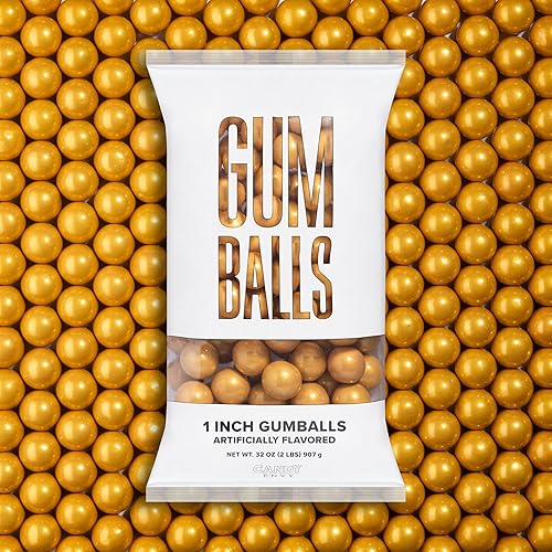 Candy Envy - Shimmer Gold Gumballs - 1 Inch - Approximately 113 Gumballs Per 2lb Bag - Bulk Gold Candy - North American Made & Kosher Certified