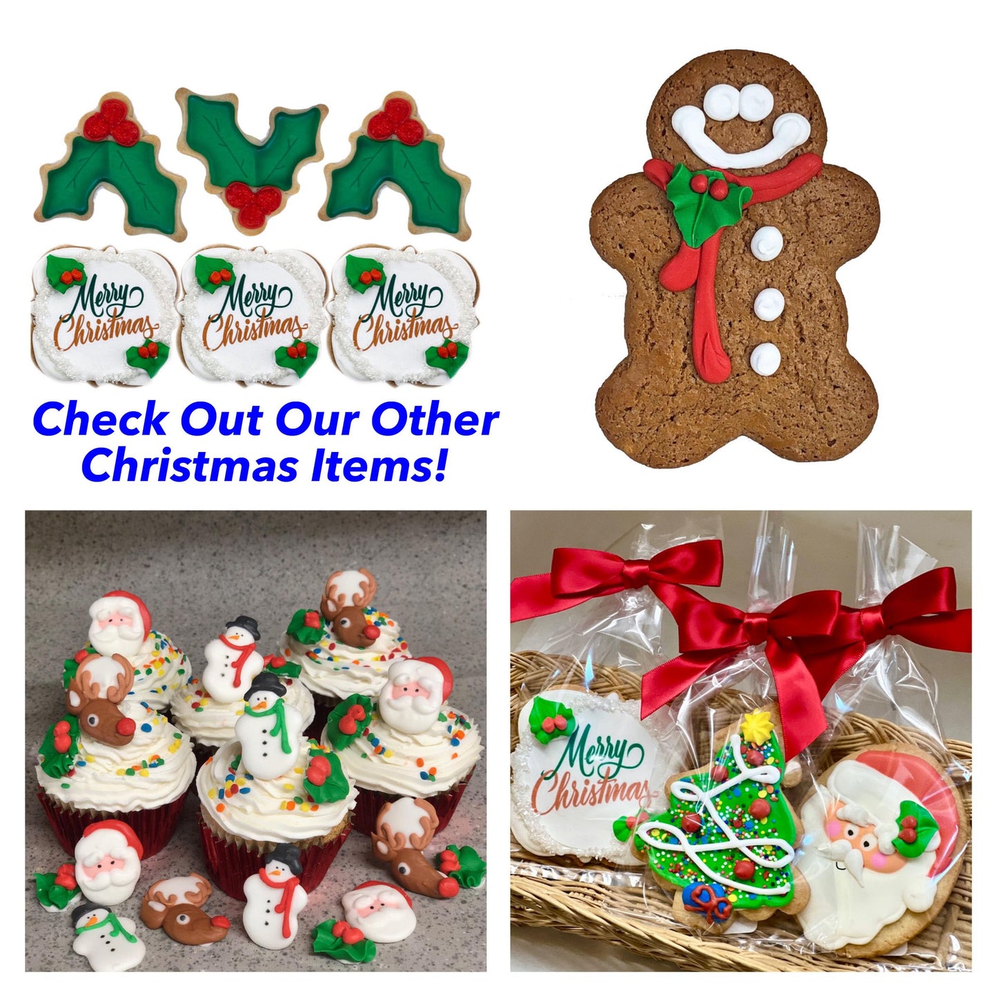 Santa Claus Christmas Cookie- 6 Decorated Shortbread Cookies Individually Wrapped With Bow by BakersDozenToGo (6)