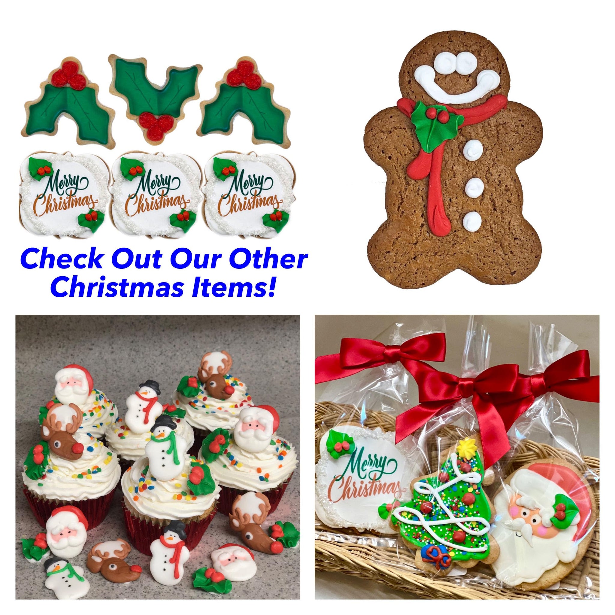Santa Claus Christmas Cookie- 6 Decorated Shortbread Cookies Individually Wrapped With Bow by BakersDozenToGo (6)