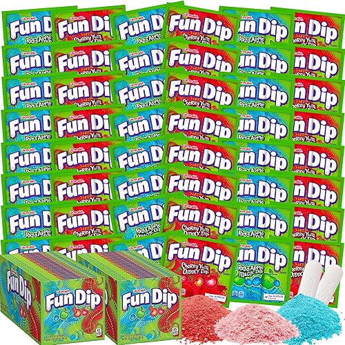 Fun Dip Candy Bulk - Cherry Yum & Razz Apple Flavors (96 count, 0.43 oz each)