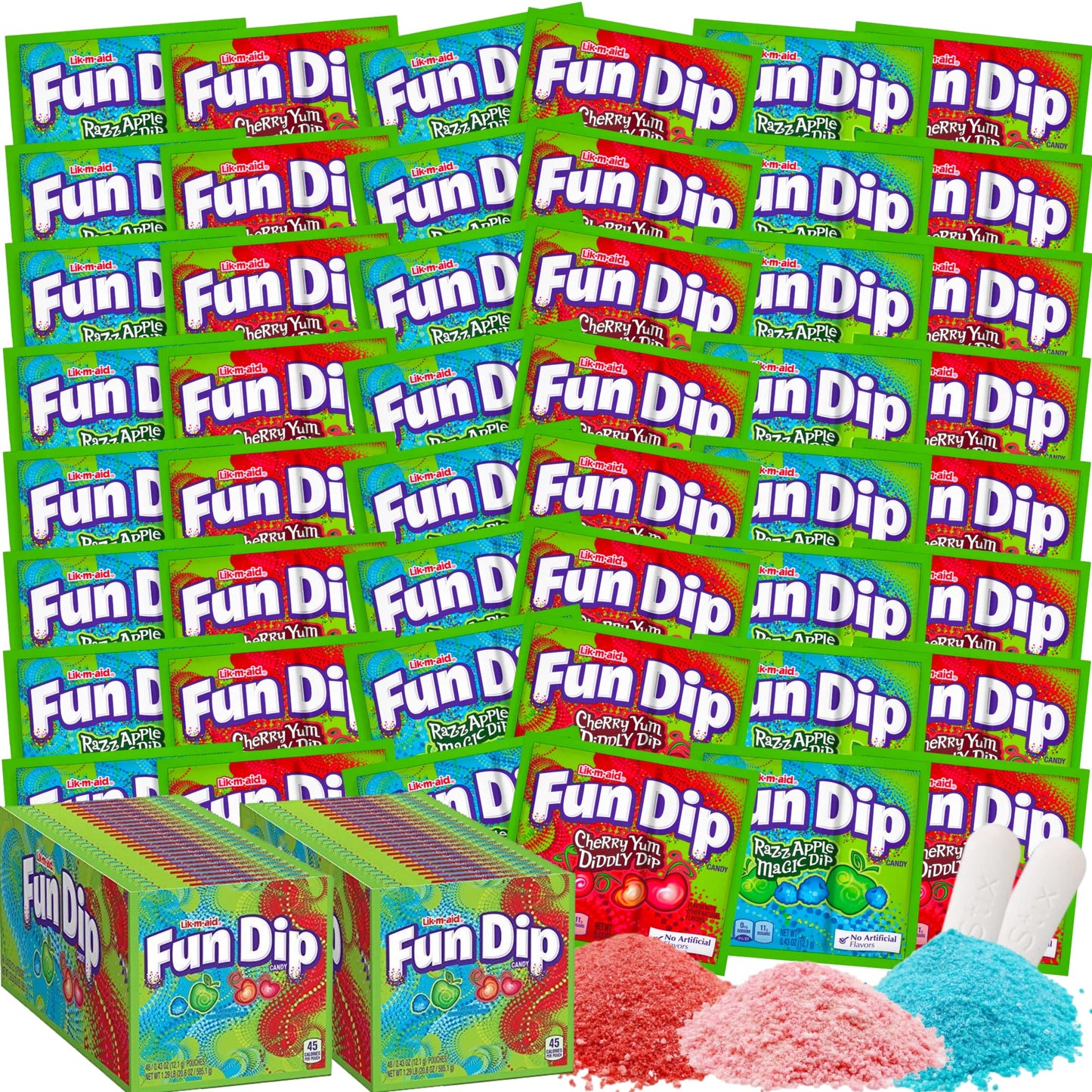 Fun Dip Candy Bulk - Cherry Yum & Razz Apple Flavors (96 count, 0.43 oz each)