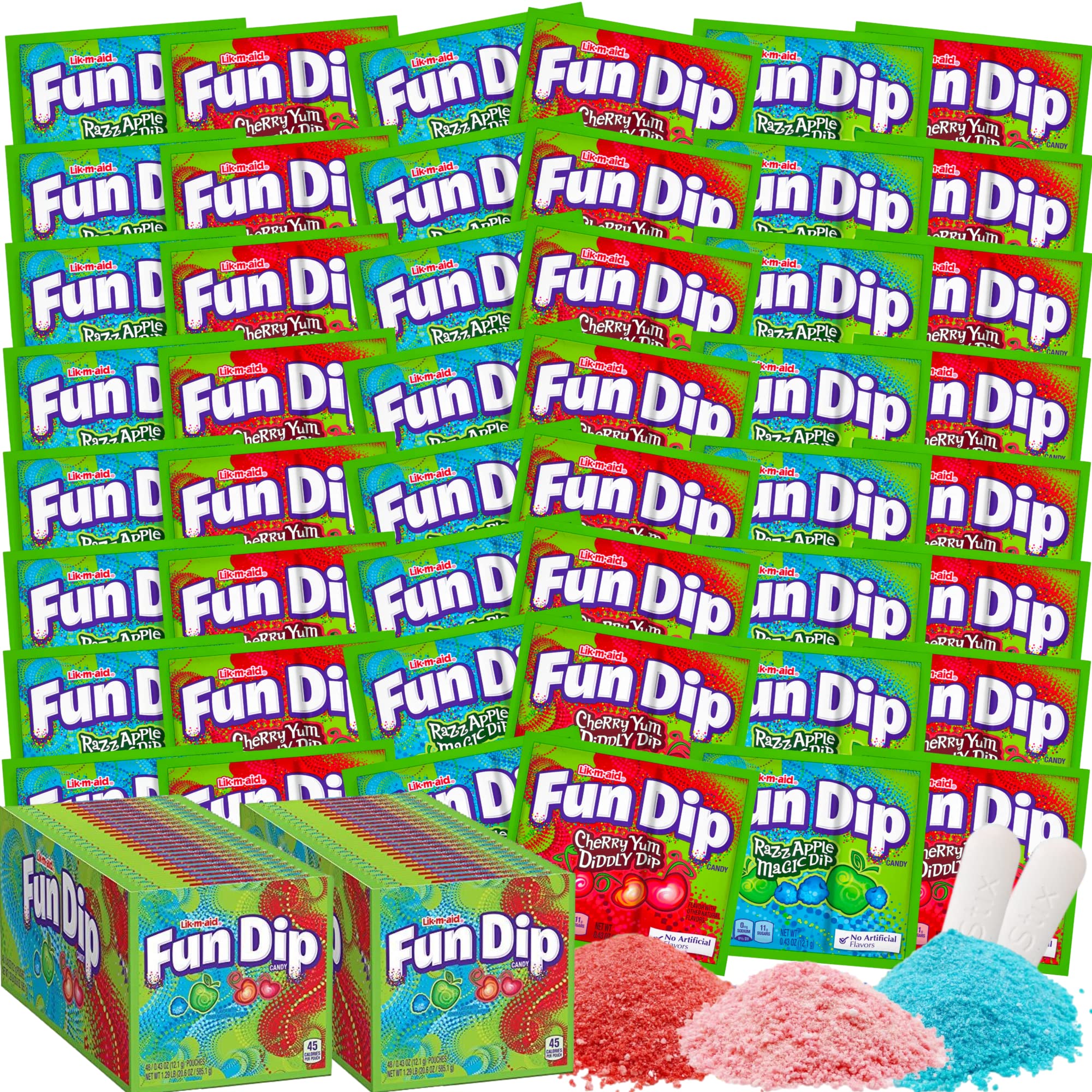 Fun Dip Candy Bulk - Cherry Yum & Razz Apple Flavors (96 count, 0.43 oz each)