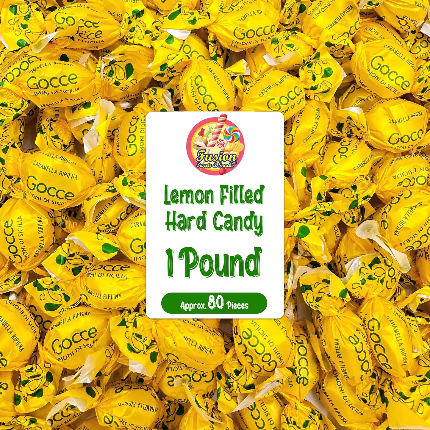 Italian Lemon Drops Hard Candy - 1 Pound Bag - Classic Lemon Candy Individually Wrapped - Limoni Treats from Italy - Old Fashioned Citrus Delight