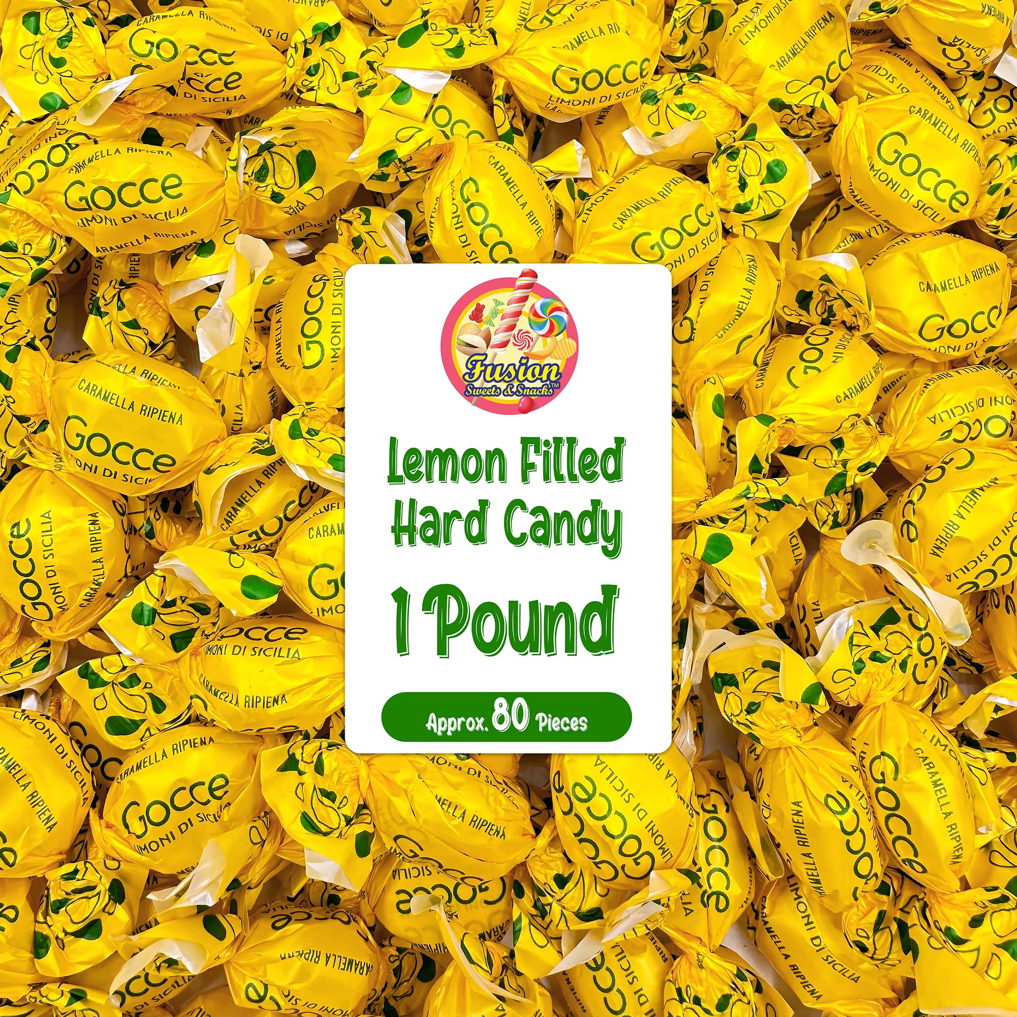 Italian Lemon Drops Hard Candy - 1 Pound Bag - Classic Lemon Candy Individually Wrapped - Limoni Treats from Italy - Old Fashioned Citrus Delight