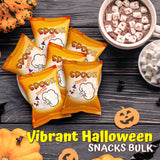 4E's Novelty 24 Pack Halloween Mini Marshmallows - Spook Poof - Indvidually Wrapped Vanilla Flavor - Halloweens Candy for Kids in Bulk, Snacks
