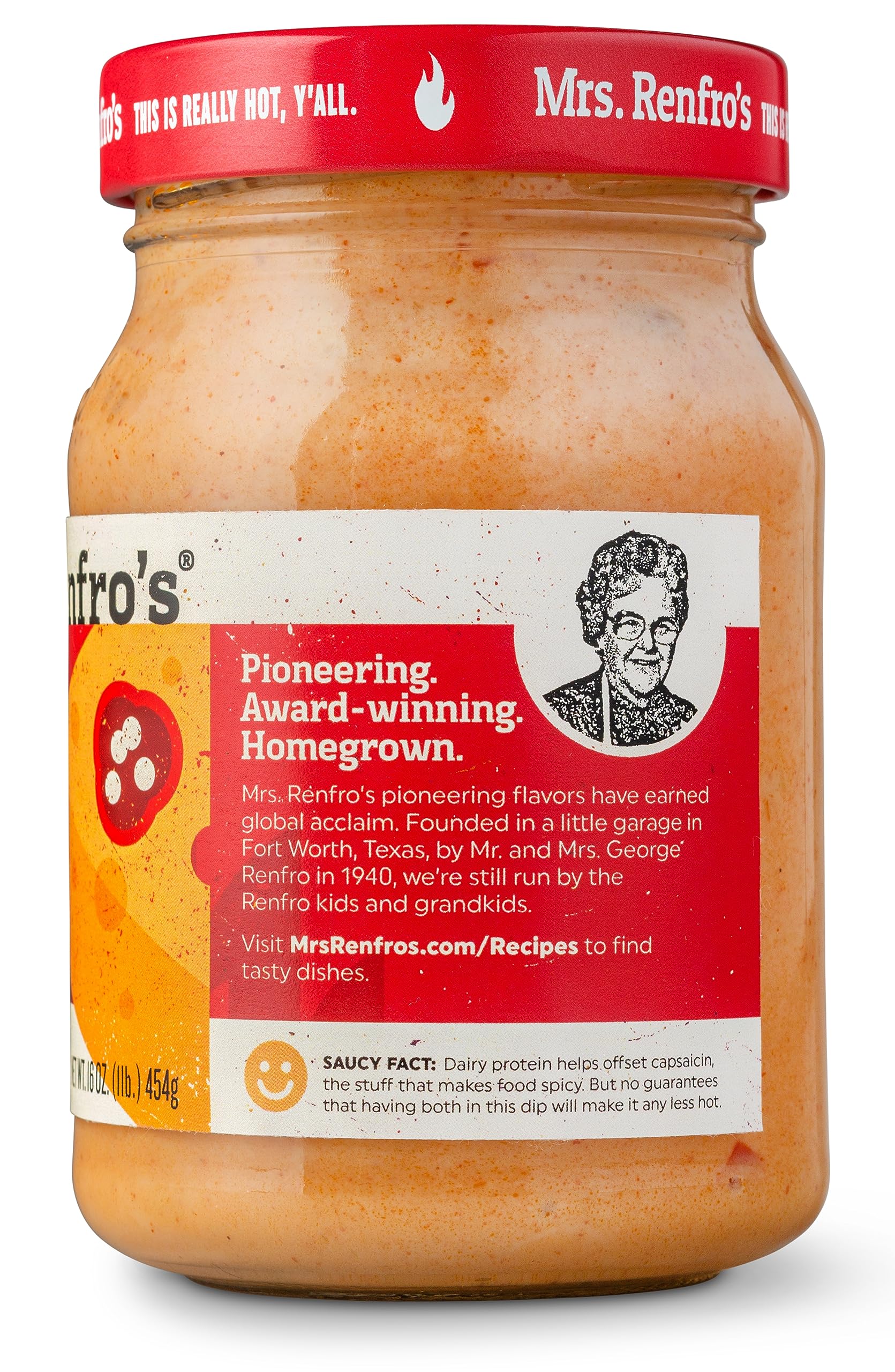 Mrs. Renfro's Ghost Pepper Nacho Cheese Dip, 16 oz Jar (Pack of 1) - Gluten Free Extra Hot Creamy Cheese Dip with Ghost Pepper - Ready-to-Serve