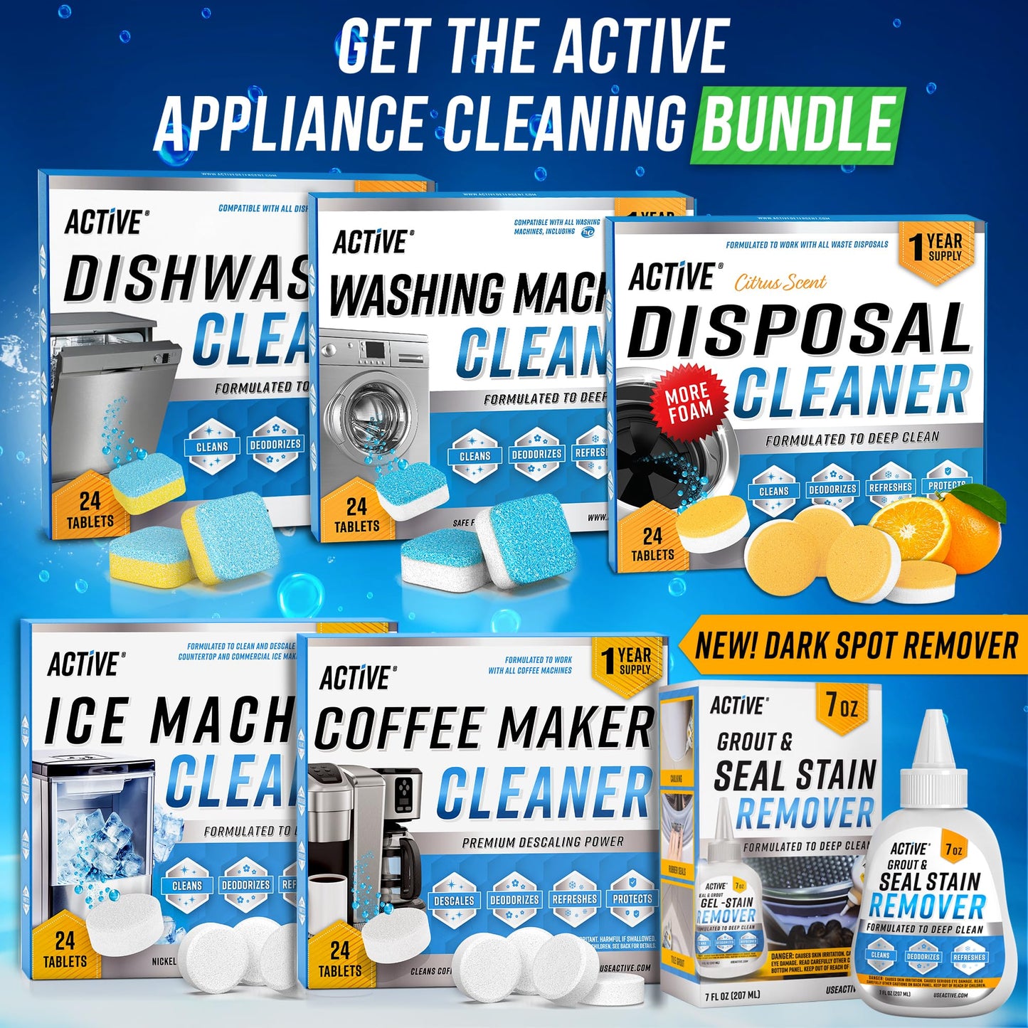 Dishwasher Cleaner And Deodorizer Tablets - 24 Pack Deep Cleaning Descaler Pods for Dish Washer Machine, Heavy Duty, Septic Safe, Natural Limescale
