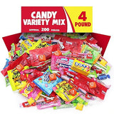 Bulk Candy Variety Pack - 4 Pound (Approx. 200 Pieces) Individually Wrapped Assorted Hard Candies, Taffy & Lollipops, Party Candy Mix for Piñata