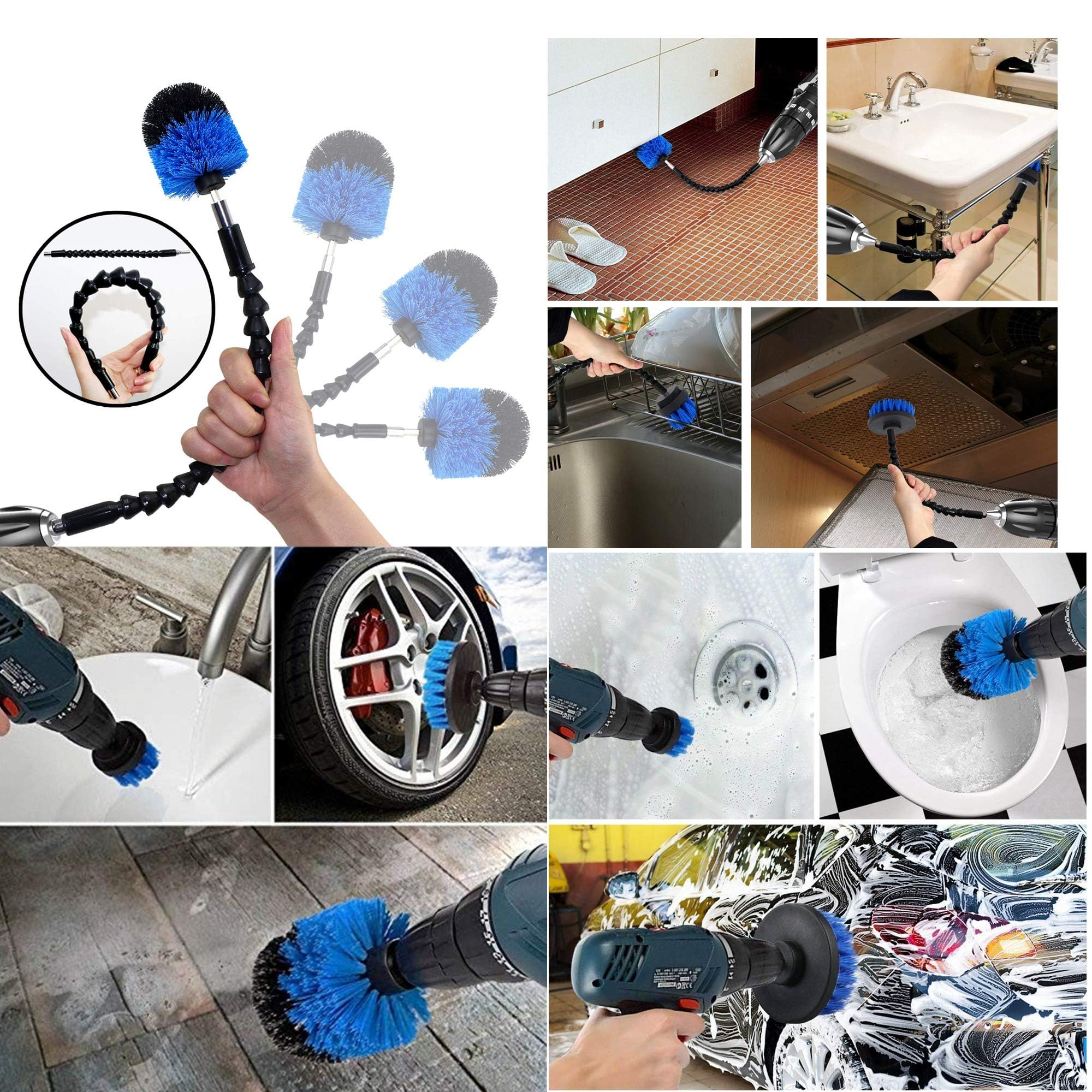 Drill Brush Power Scrubber Cleaning Set, 15 Piece Cleaner Scrubbing Brushes Attachments for Home Kitchen, Bathroom Surface, Carpet, Grout, Tile, Tub
