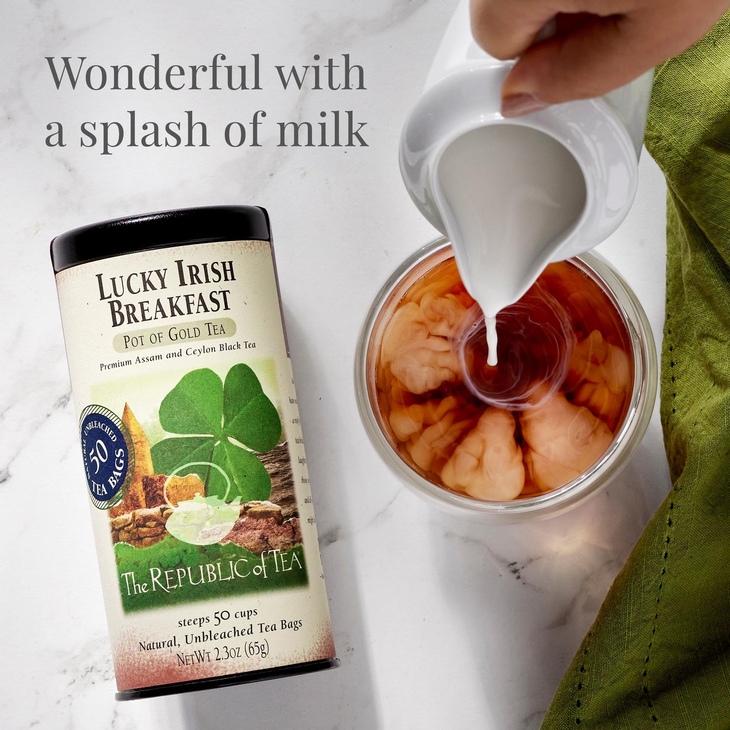 The Republic of Tea - Lucky Irish Breakfast Black Tea Bags, Naturally Caffeinated, 50 Servings