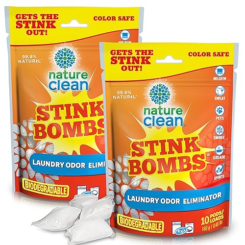 NATURE CLEAN Stink Bombs - Natural Laundry Odor Eliminator Pods. Pet Odor Eliminator for Home, Laundry Deodorizer & Strong Odor Remover for Clothes
