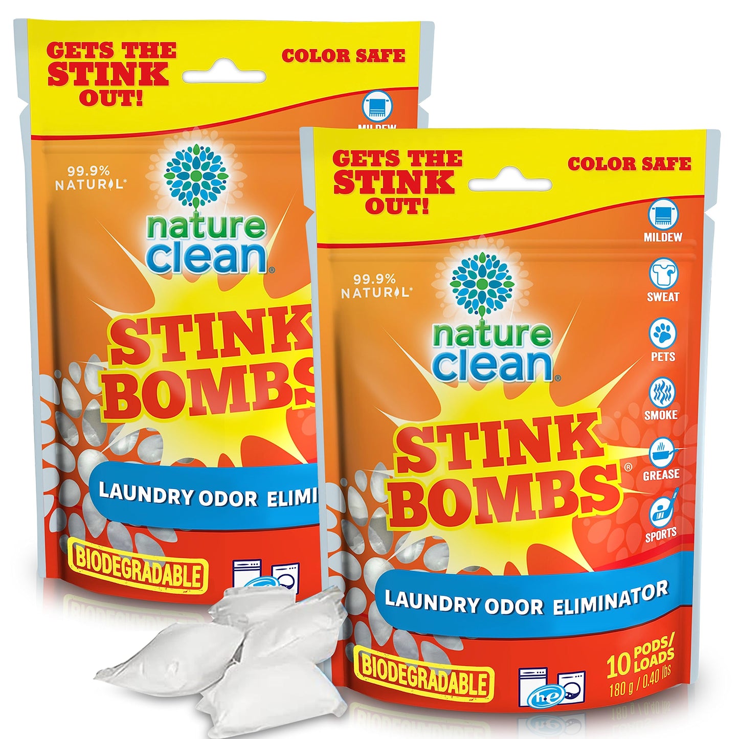 NATURE CLEAN Stink Bombs - Natural Laundry Odor Eliminator Pods. Pet Odor Eliminator for Home, Laundry Deodorizer & Strong Odor Remover for Clothes