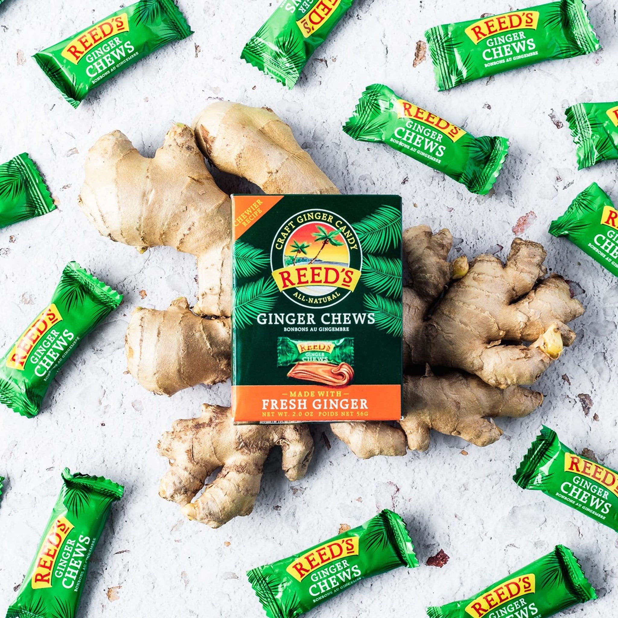 Reed's All Natural Ginger Chews Chewy Ginger Candy - Sweet & Spicy Individually Wrapped Candy For Snacking, Upset Stomach & Morning Sickness - Vegan