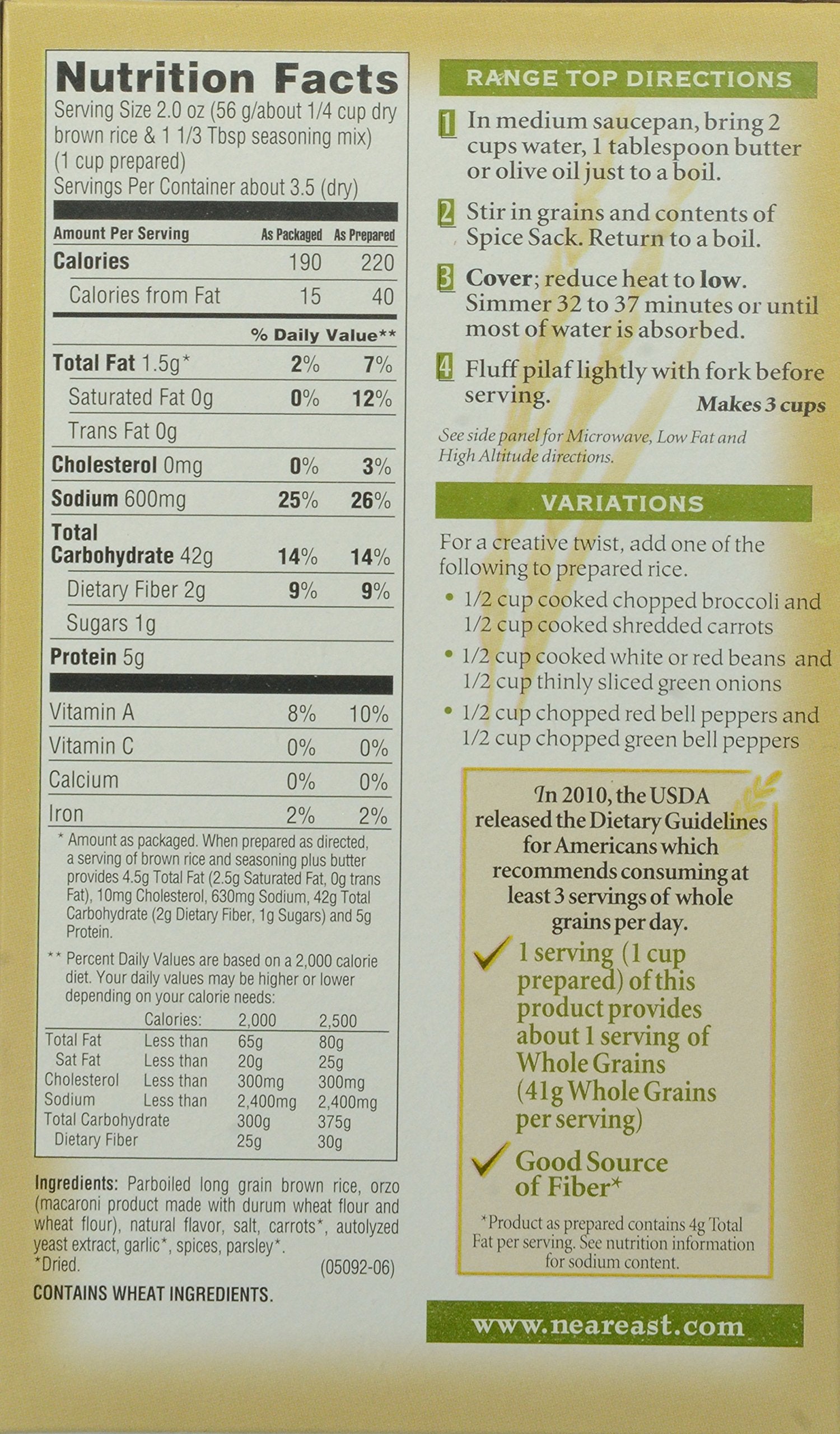 Near East Whole Grain Blends, Brown Rice Pilaf, 6.17oz Box