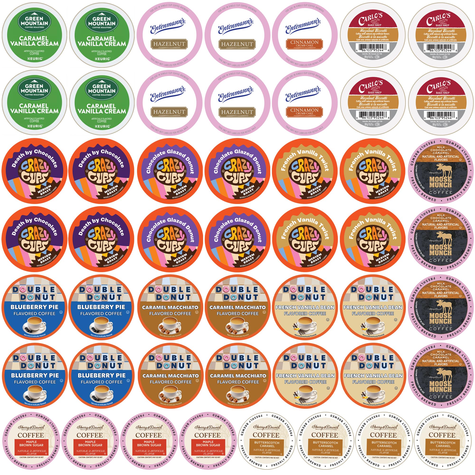 Perfect Samplers Flavored Single Serve Cups For Keurig K cup Brewers, Variety Pack Sampler (Flavored Lovers, 50)