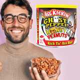 KICKIN’ Ghost Pepper Spicy Hot Peanuts - 12oz - Ultimate Spicy Gourmet Gift Peanuts - Try if you dare!