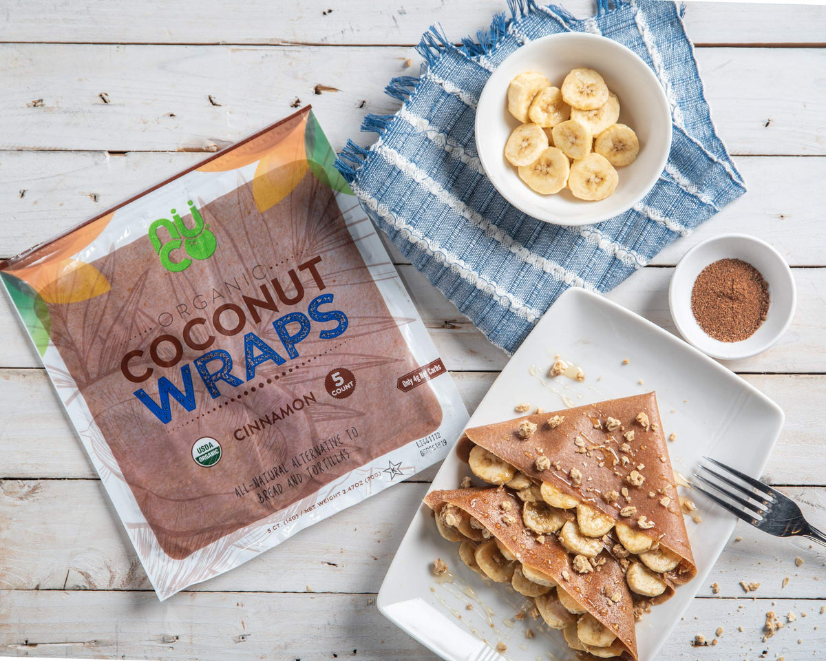 NUCO Organic Coconut Wraps, Cinnamon - Gluten Free, Low Carb, Vegan, 10 Ct