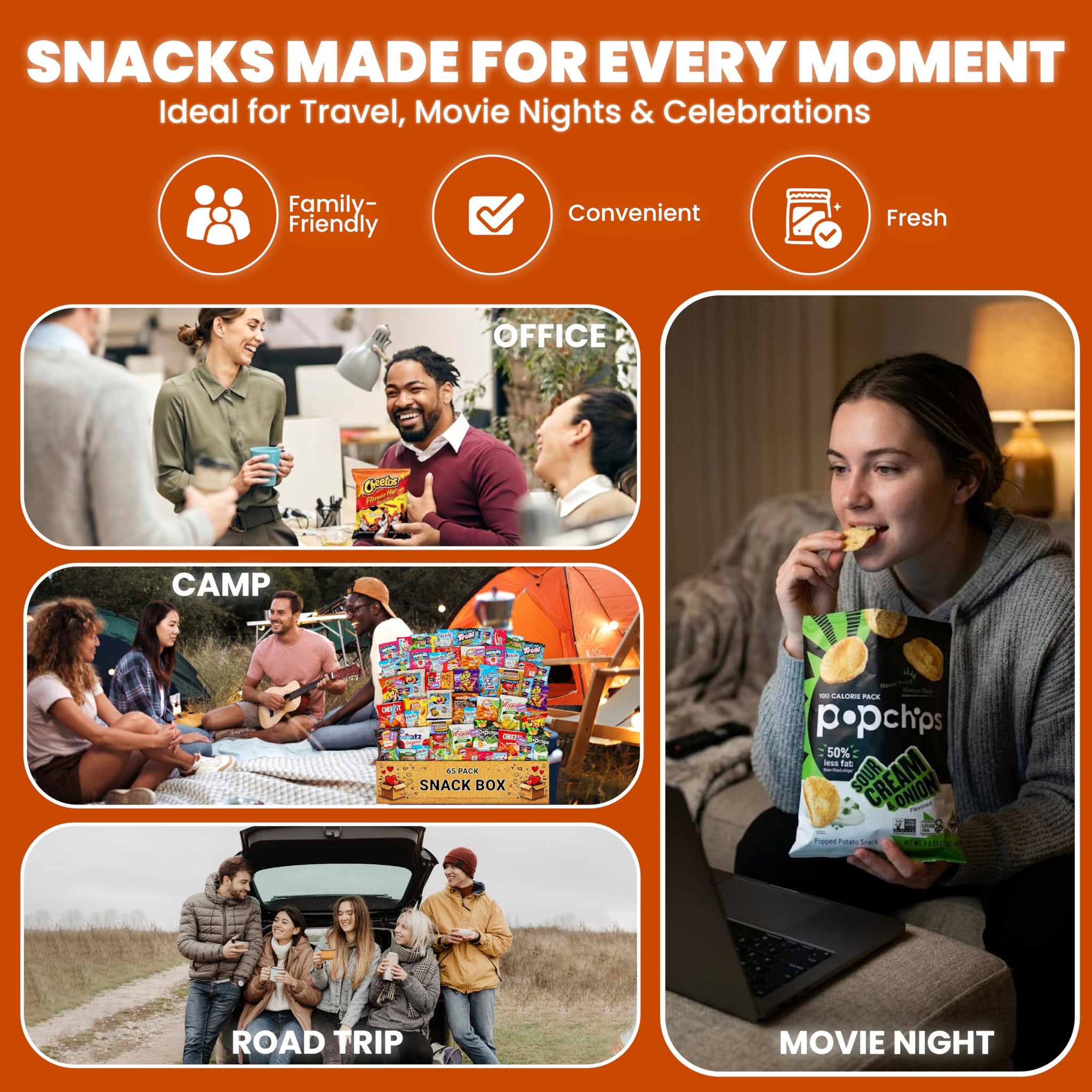 Snack Variety Care Package Gift Box, 50 Count Ready To Gift Assorted Snacks With Cookies Chips Bars Popcorn Crackers For Adults Kids Office Break