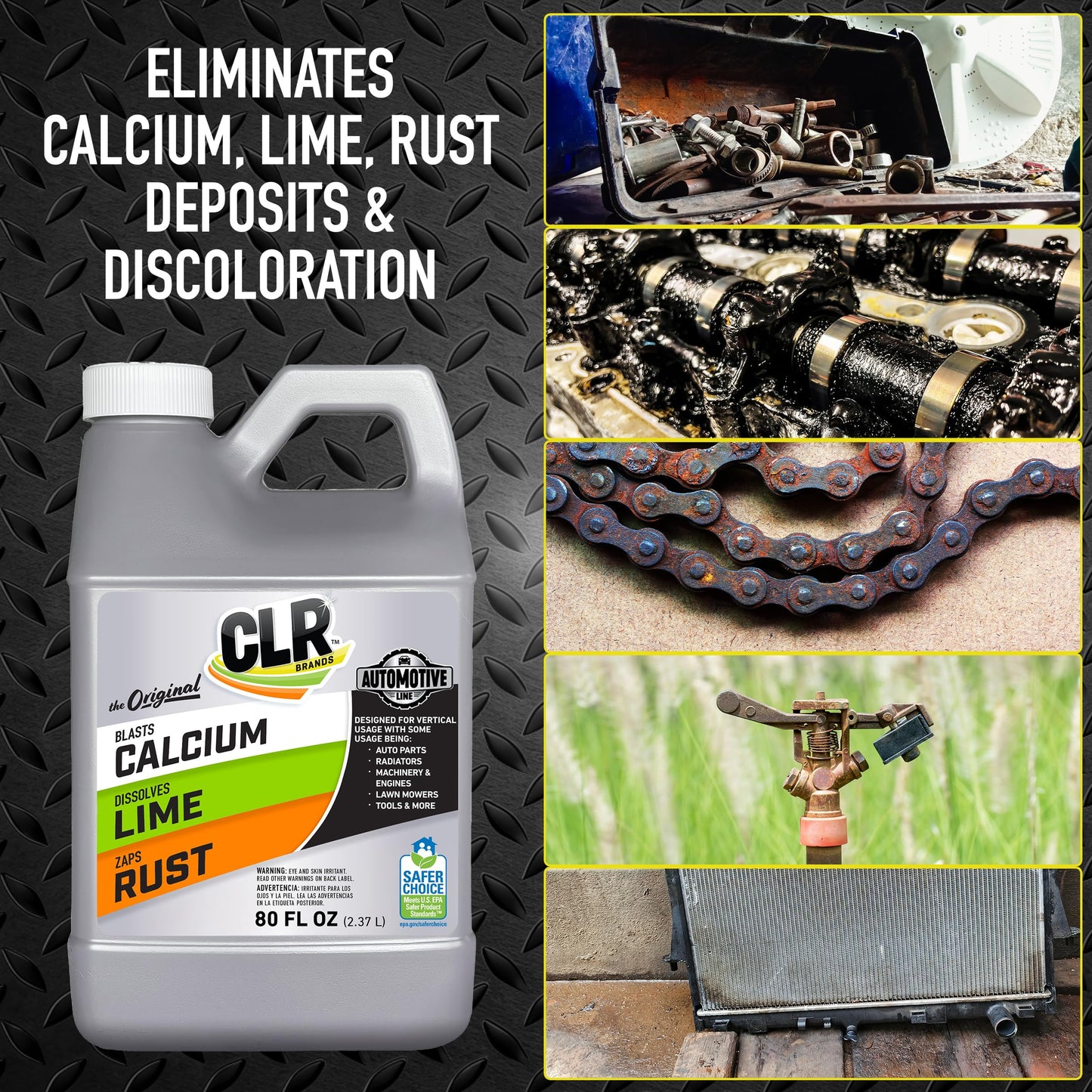 CLR Brands® Automotive Calcium, Lime & Rust Remover, Cleaner for Multiple Surfaces, EPA Safer Choice Certified, Ammonia, Phosphate and Bleach Free