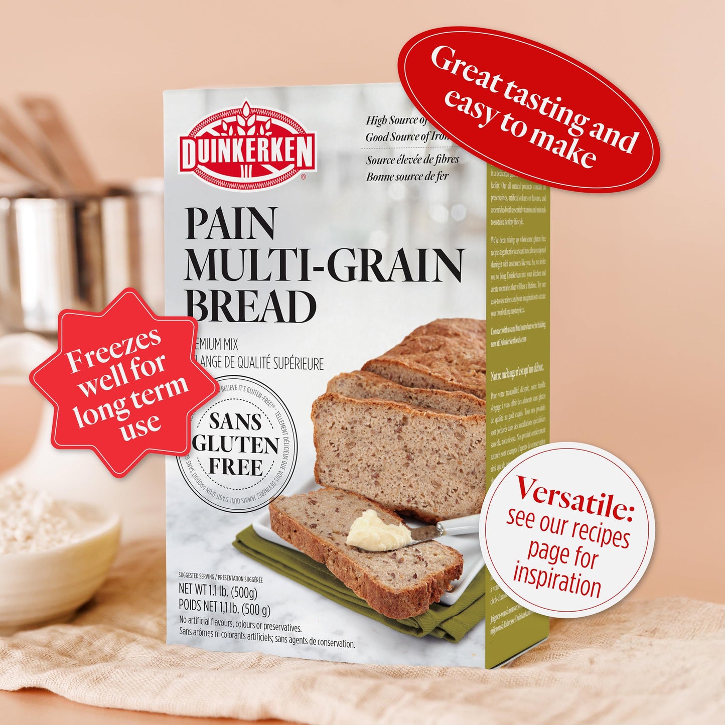 Duinkerken Gluten Free Multi-Grain Bread Mix, 1.1 Pound