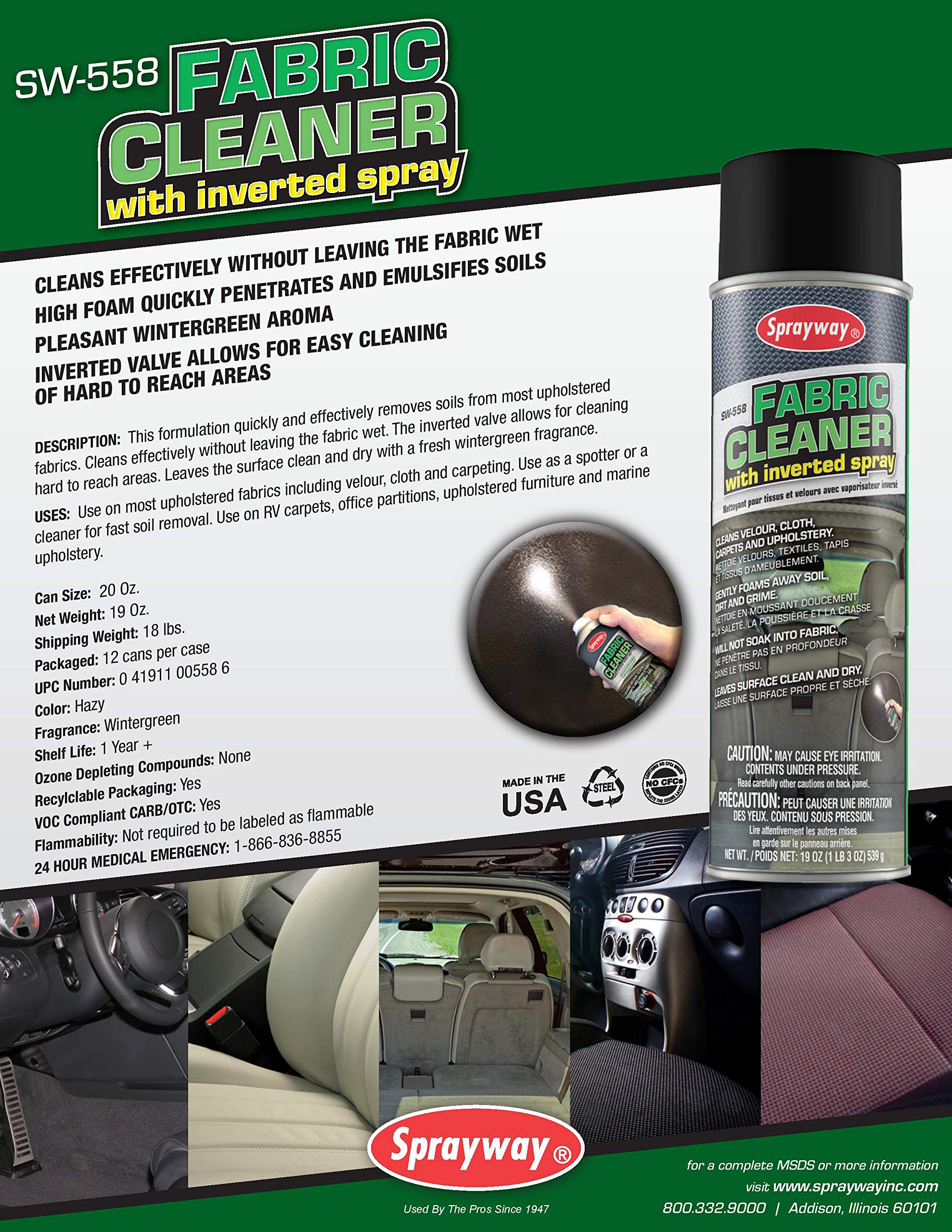 Sprayway SW558 Fabric Cleaner With Inverted Spray, 19 oz