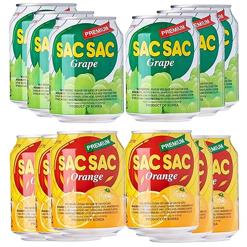Korean Best Variety Energy Drink Box Deal - SACSAC, RICE PUNCH, PEAR JUICE - (SACSAC ORANG + GRAPE, 12 CANS)