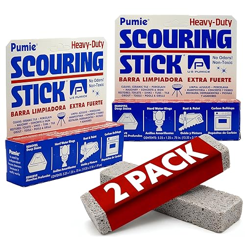 PUMIE Scouring Stick 2 Pack, Toilet Bowl Ring Remover, Heavy Duty Extra Strong Pumice Cleaning Bar, Pumice Stone for Cleaning Toilet Rings, Bathroom