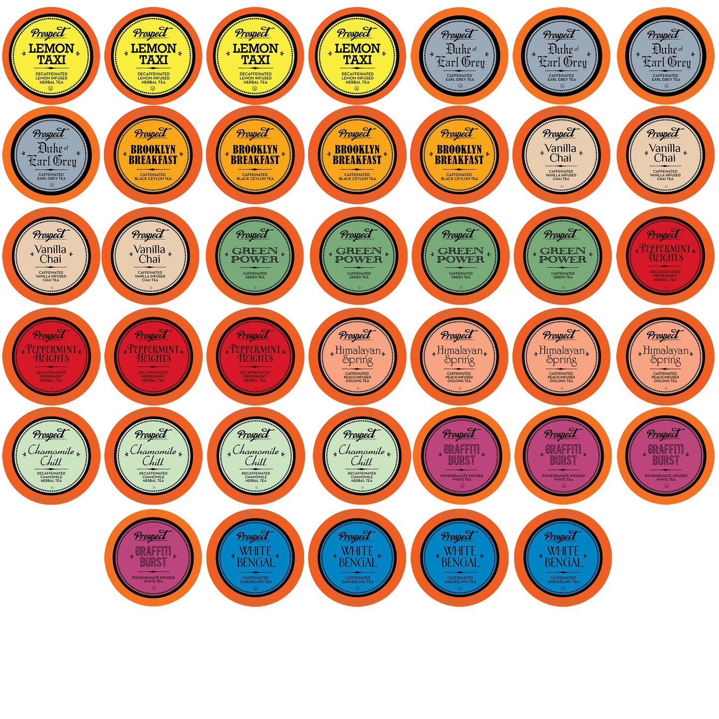 Prospect Tea Co. Sampler for Keurig K-Cup Makers, Assorted Variety Pack, 40 Count