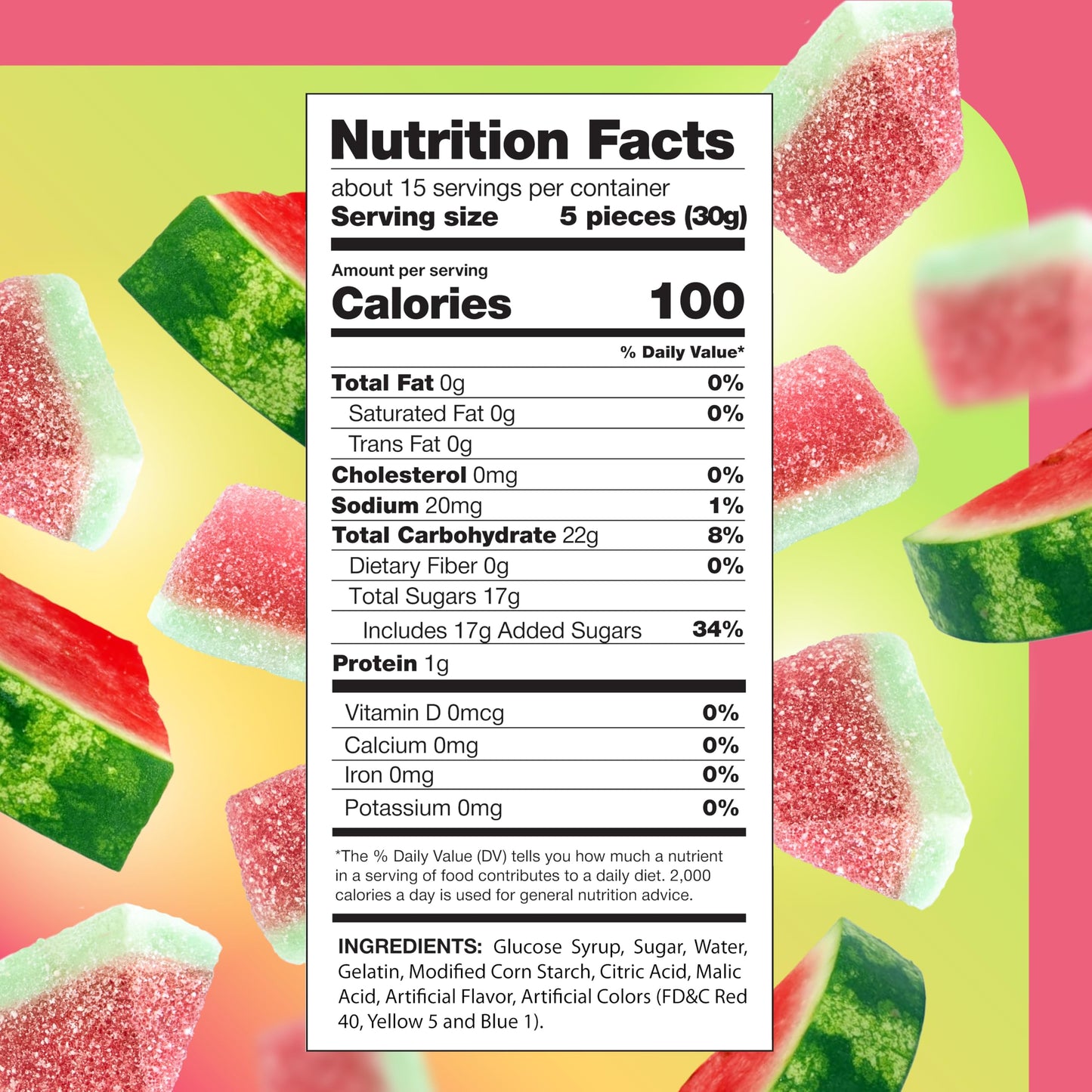 Watermelon Slices - 1 Pound Pack - Watermelon Gummy Candy - Old Fashioned Chewy Candy - Sour & Sweet Wedges for Parties, Buffets, Snacking, and Gifts