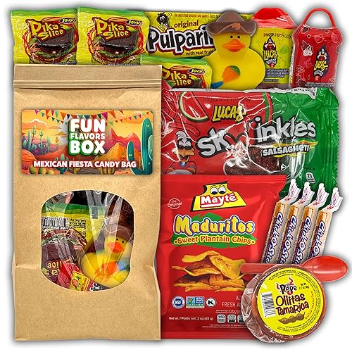 Fun Flavors Box Cinco de Mayo Mexican Candy 28 Count Fiesta Gift Bag with Surprise Rubber Duck