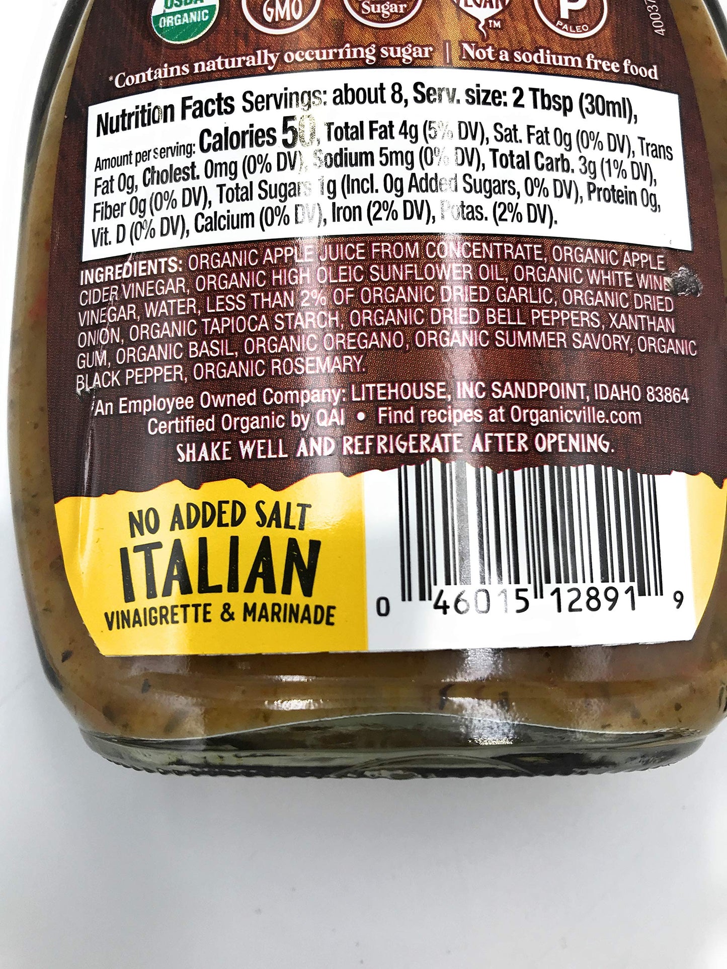 Organicville Organic Salt Free Italian Dressing, 8 FZ