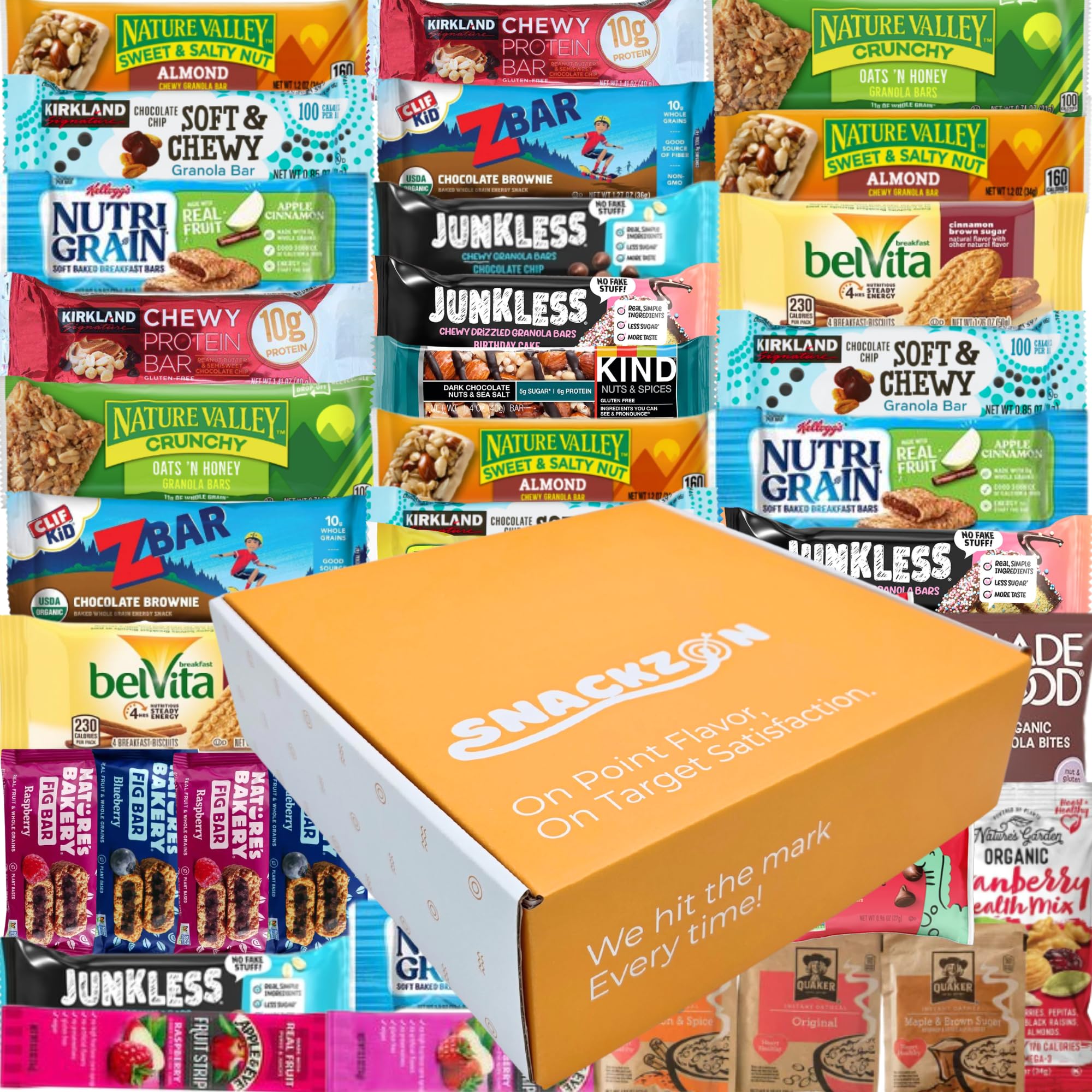 SNACKZON Ultimate Snack Box Variety Pack (40 counts)- Healthy Granola Bars, Trail Mix & Protein Snacks - Care Package for College Students, Office