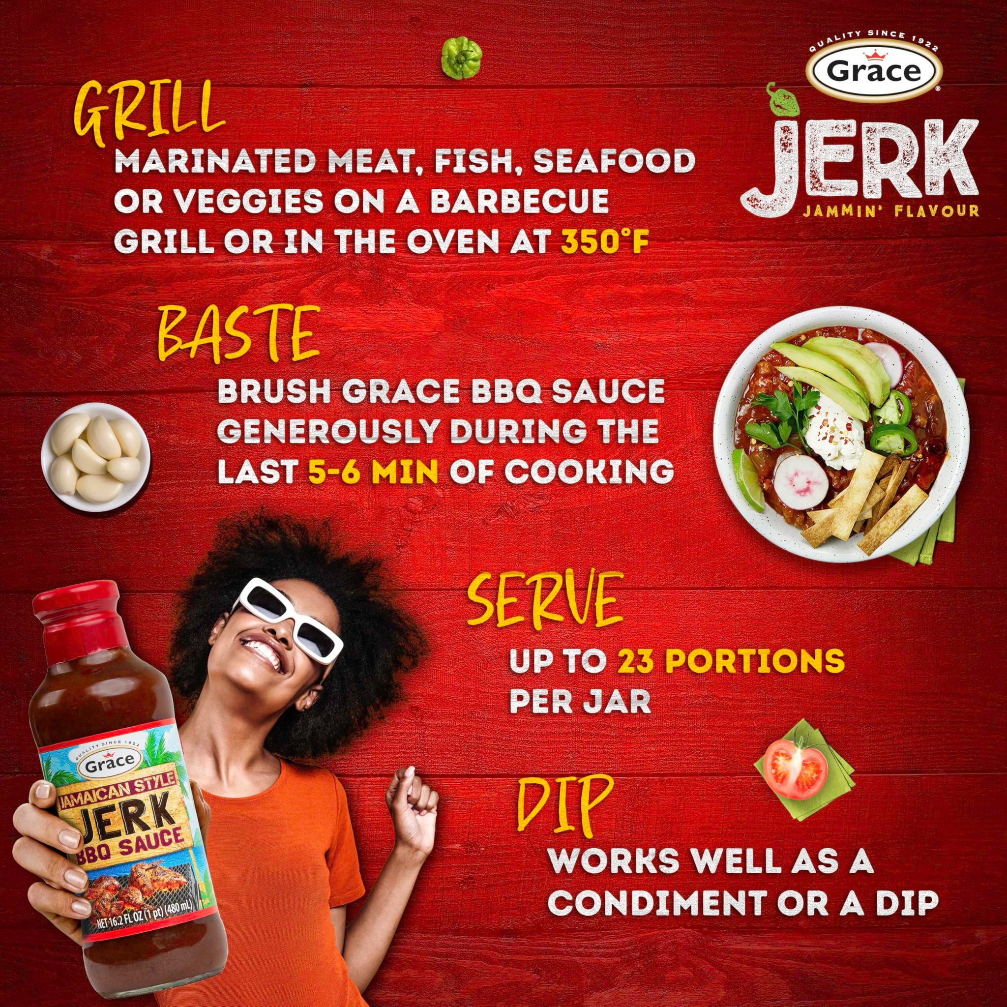 Grace Jamaican Style Jerk BBQ 16oz - 2 Pack Jamaican Jerk Seasoning, Marinade & Dipping Sauce - Best Hot Barbecue Sauce -