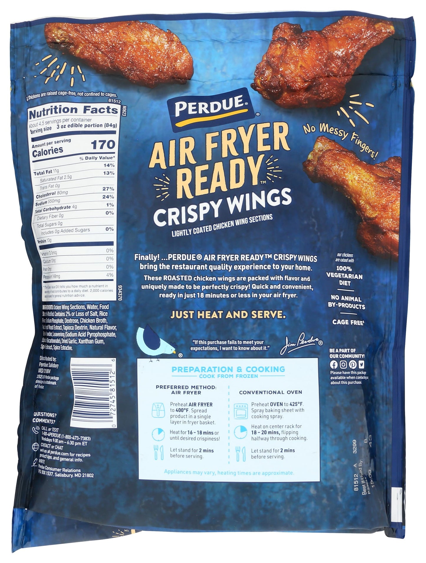 PERDUE® AIR FRYER READY® Roasted Crispy Chicken Wings, 22 oz.