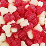 Sugar Dusted Sweet Cherry Candy Hearts - Red and White Jelly Hearts - Cherry and Strawberry Banana Fun Shape Vibrant Gummy Valentine Heart Candy