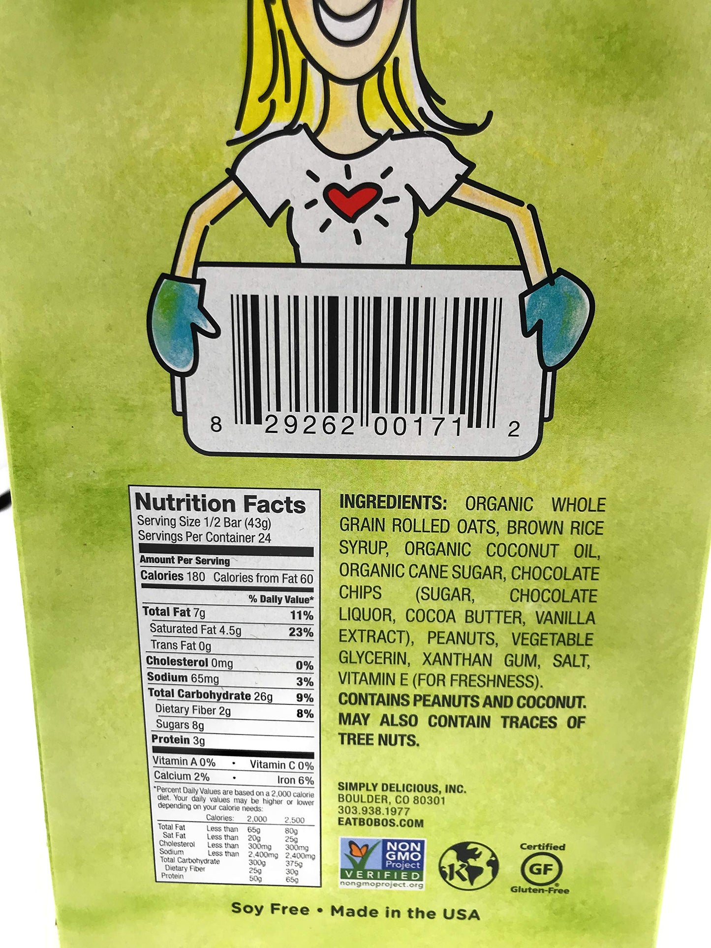 BOBOS OAT BARS Peanut Butter Chocolate Chip Oat Bar 3 Oz (Pack of 12)