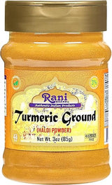 Rani Turmeric (Haldi) Root Powder Spice, (High Curcumin Content) 3oz (85g) PET Jar ~ All Natural | 100% Pure, Salt Free | Vegan | Gluten Friendly |