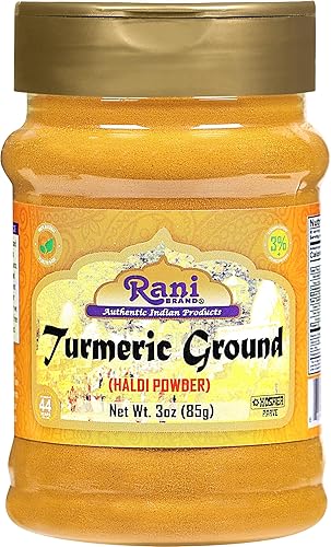 Rani Turmeric (Haldi) Root Powder Spice, (High Curcumin Content) 3oz (85g) PET Jar ~ All Natural | 100% Pure, Salt Free | Vegan | Gluten Friendly |