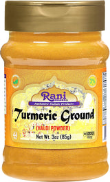Rani Turmeric (Haldi) Root Powder Spice, (High Curcumin Content) 3oz (85g) PET Jar ~ All Natural | 100% Pure, Salt Free | Vegan | Gluten Friendly |