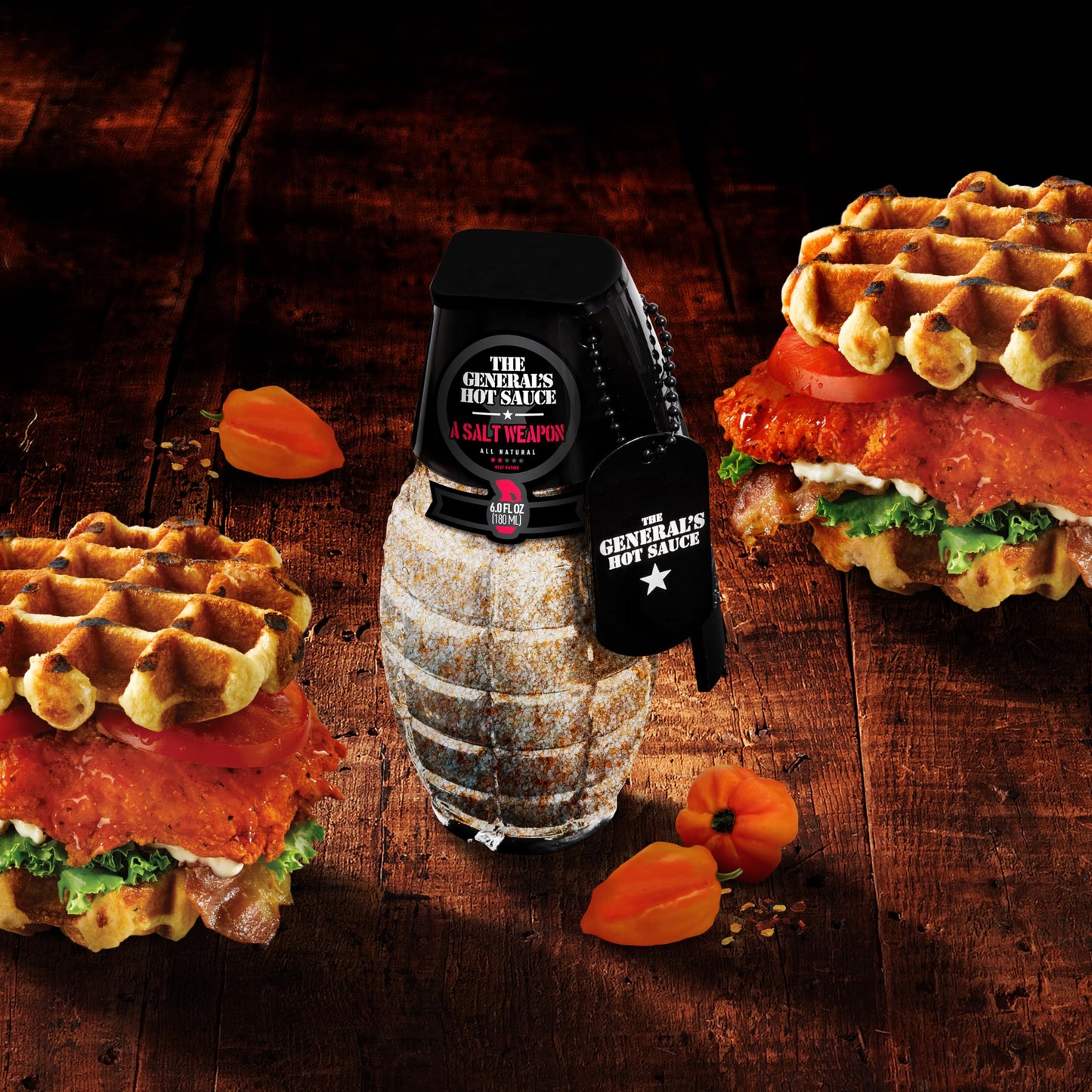 The General’s Hot Sauce, A Salt Weapon, 6 oz, Spicy Habanero Pepper Gourmet Sea Salt Seasoning, 2/5 Heat Rating, All-Natural, Great Gift & Grill