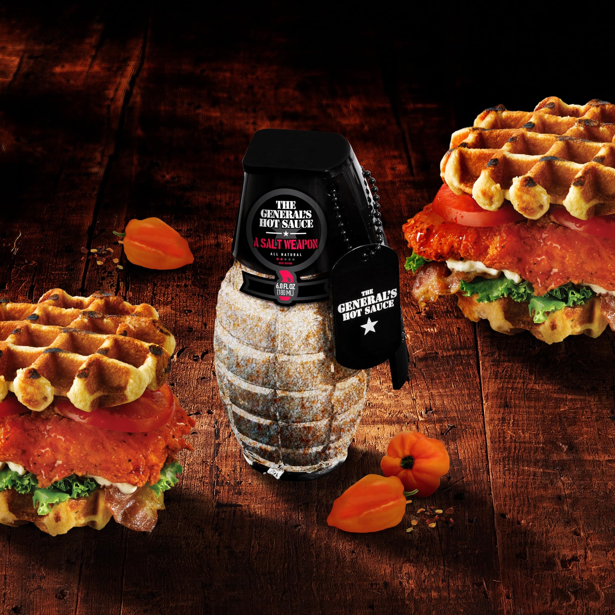 The General’s Hot Sauce, A Salt Weapon, 6 oz, Spicy Habanero Pepper Gourmet Sea Salt Seasoning, 2/5 Heat Rating, All-Natural, Great Gift & Grill