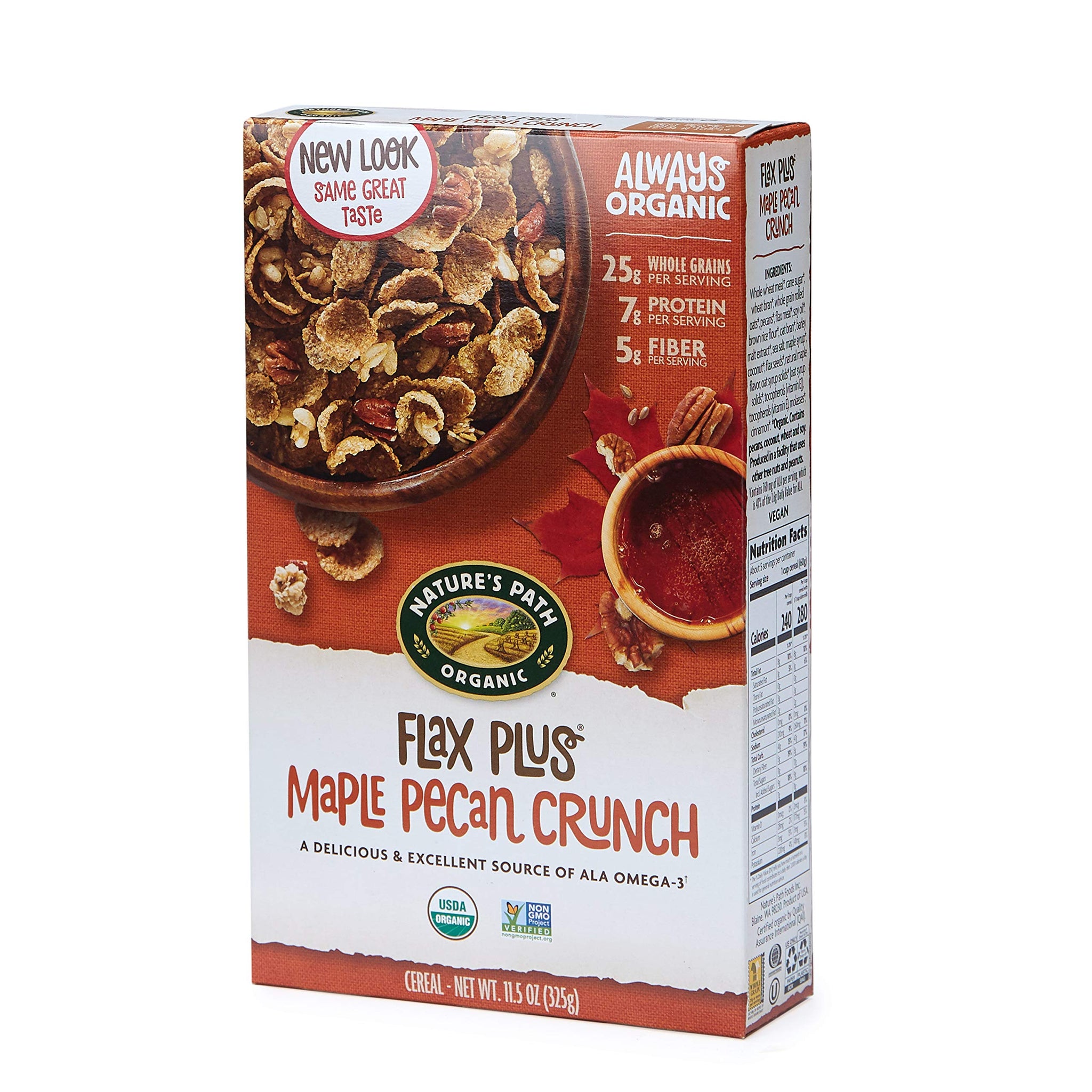 Nature’s Path Organic Flax Plus Maple Pecan Crunch Cereal, 11.5 Ounce (Pack of 6), Non-GMO, 25g Whole Grains, 7g Plant Based Protein, with Omega-3