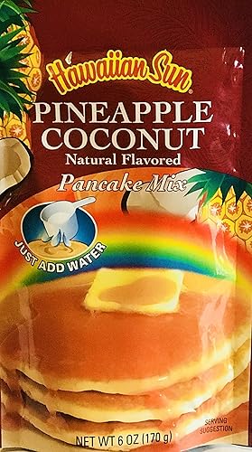 Hawaiian Natural Flavored Pancake Mix! Choose From Macadamia Nut Flavors! Just Add Water! 6oz Package! (Pineapple Coconut)